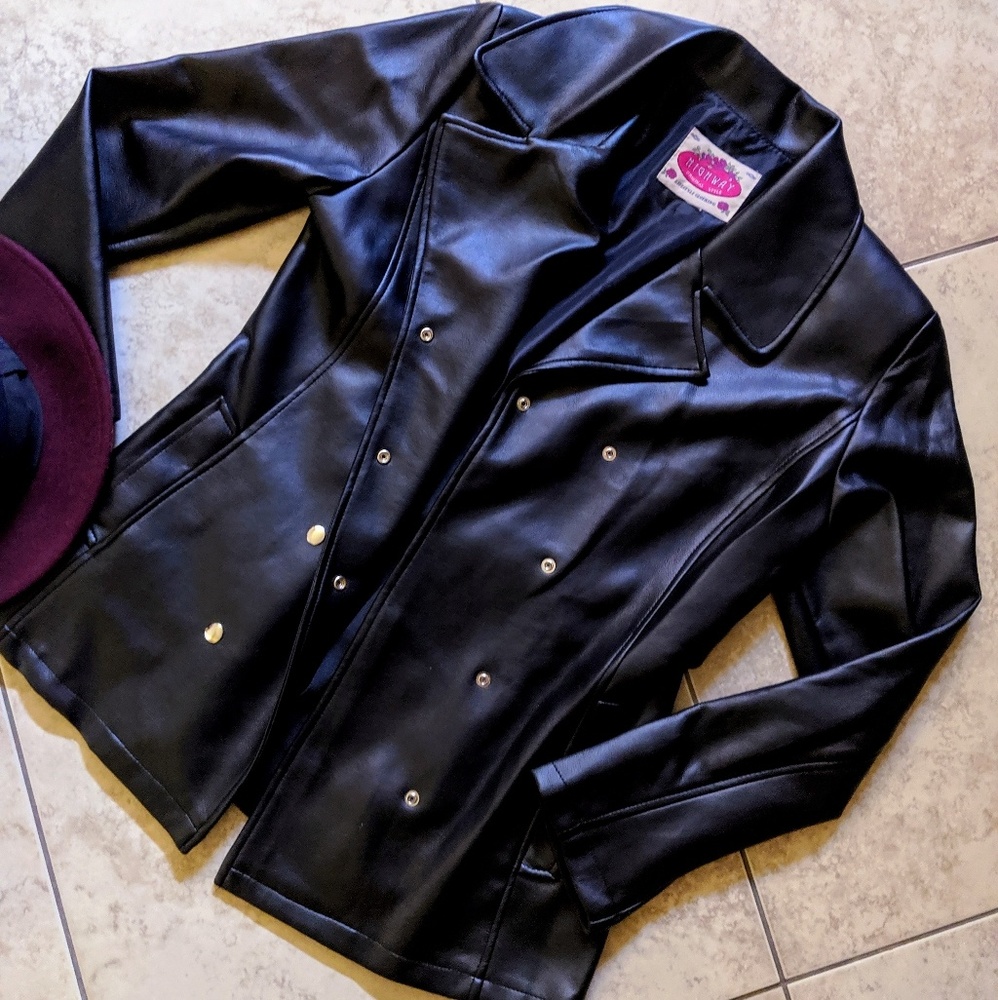 Black jacket faux leather - as new